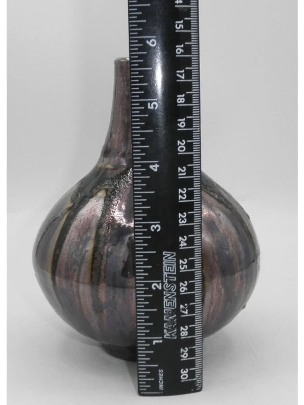 Laszlo Steiner MCM Art Pottery Single Bloom Vase Iridescent Drip Glaze Signed